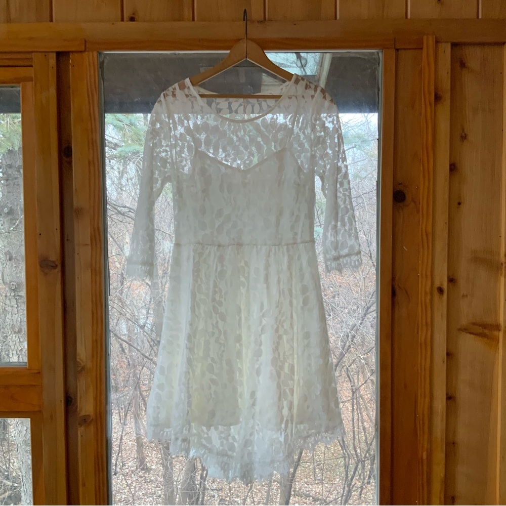 FREE PEOPLE Lace Mini Skater Style‎ Dress Sz 6
